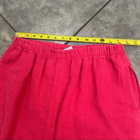 GERTIES Linen Long Pencil Midi Skirt Summer Pink Front Slit Sz M Coastal Retro - Picture 8 of 8